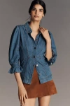 By Anthropologie Puff-sleeve Denim Buttondown Shirt
