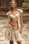 By Anthropologie Puff-sleeve Tie-front Linen Top