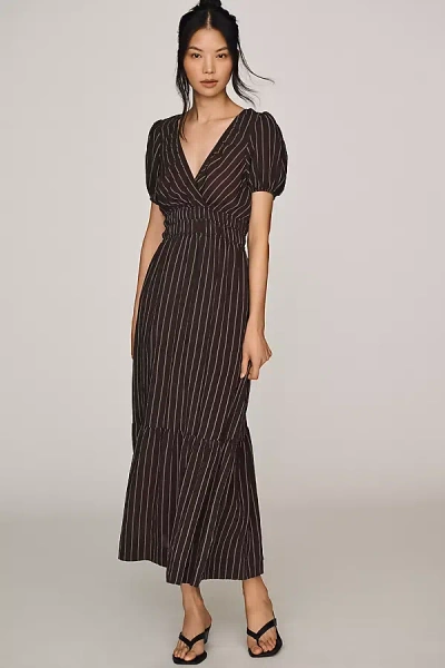 By Anthropologie Puff Sleeve Waisted Maxi Dress In Brown