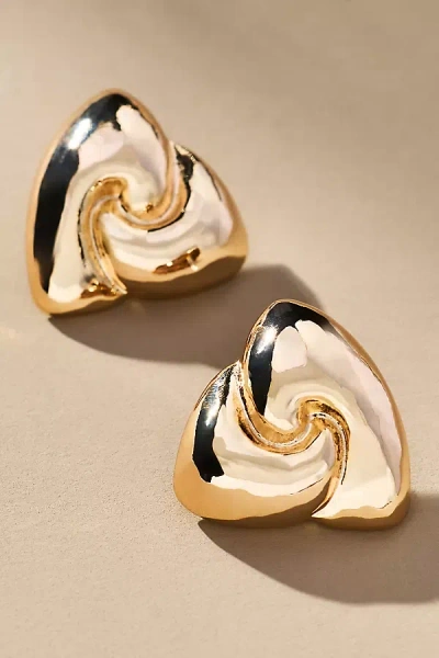By Anthropologie Puffed Wavy Triangle Post Earrings In Gold