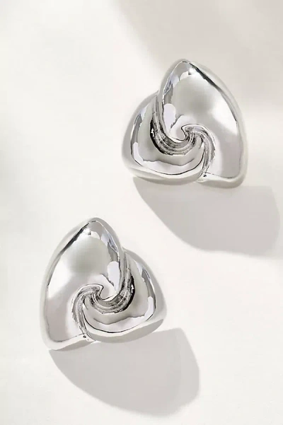 By Anthropologie Puffed Wavy Triangle Post Earrings In Silver