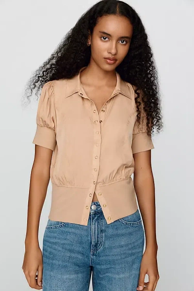 By Anthropologie Puff-sleeve Blouse In Brown