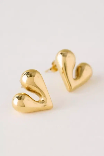 By Anthropologie Puffy Heart Post Earrings In Gold