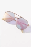 By Anthropologie Purple Aviator Sunglasses In Gold
