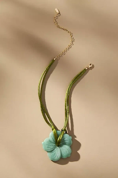 By Anthropologie Quartz Flower Pendant Necklace In Green