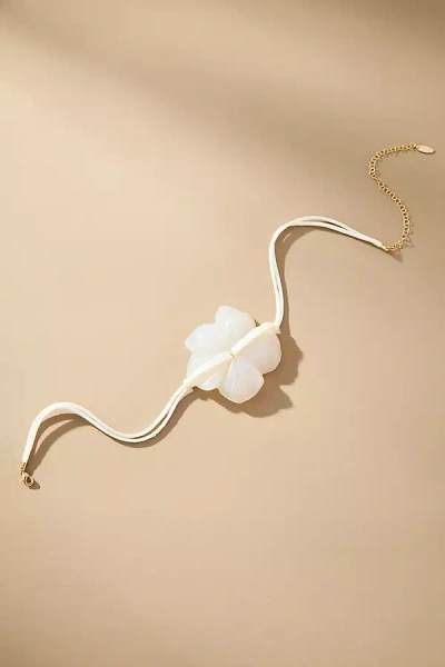 By Anthropologie Quartz Flower Pendant Necklace In White