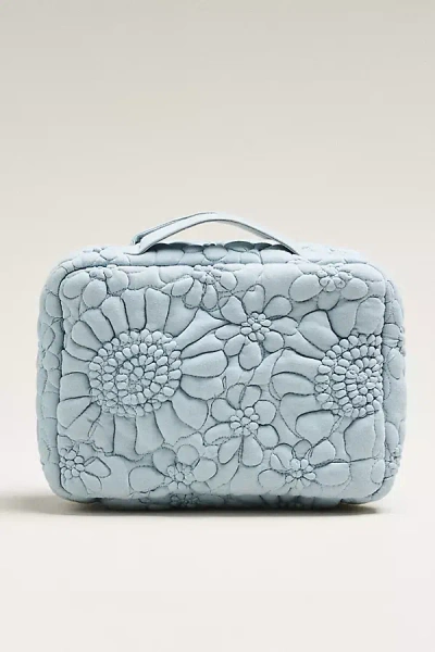 By Anthropologie Quilted Floral Hanging Cosmetic Bag In Grey