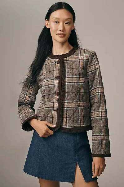 By Anthropologie Quilted Plaid Lady Jacket In Brown