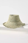 By Anthropologie Raffia Boater Hat In Green