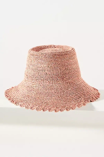 By Anthropologie Raffia Boater Hat In Orange