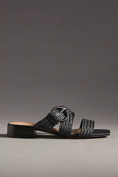 By Anthropologie Raffia Buckle Sandals In Black