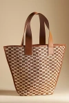 BY ANTHROPOLOGIE BY ANTHROPOLOGIE RAFFIA CHECKERED ANGULAR TOTE BAG