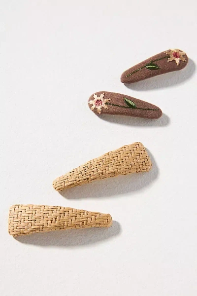 By Anthropologie Raffia Floral Hair Clips, Set Of 4