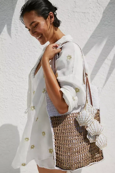 By Anthropologie Raffia Icon Tote In Neutral