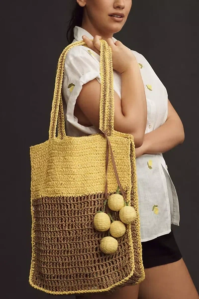 By Anthropologie Raffia Icon Tote In Neutral