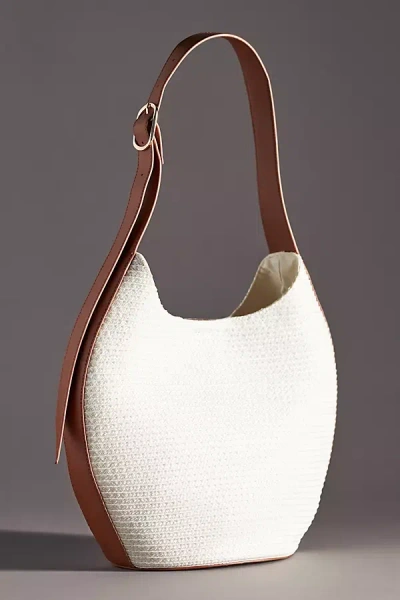 By Anthropologie Raffia Mix Bucket Tote In White