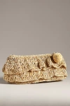By Anthropologie Raffia Ruffle Clutch In Beige