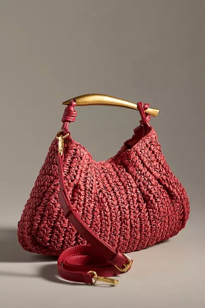 By Anthropologie Raffia Satchel In Red