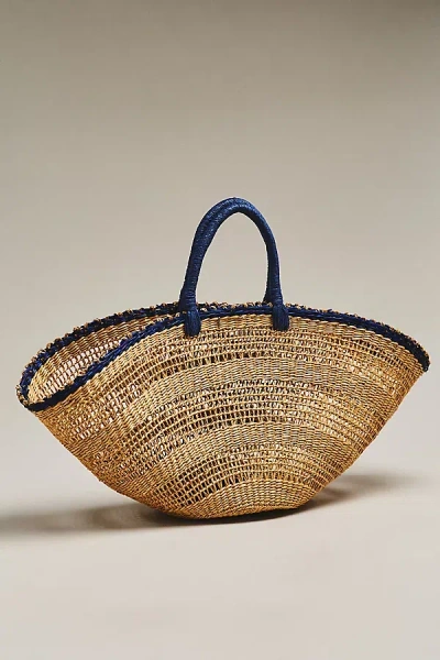 By Anthropologie Raffia Straw Basket Bag In Brown