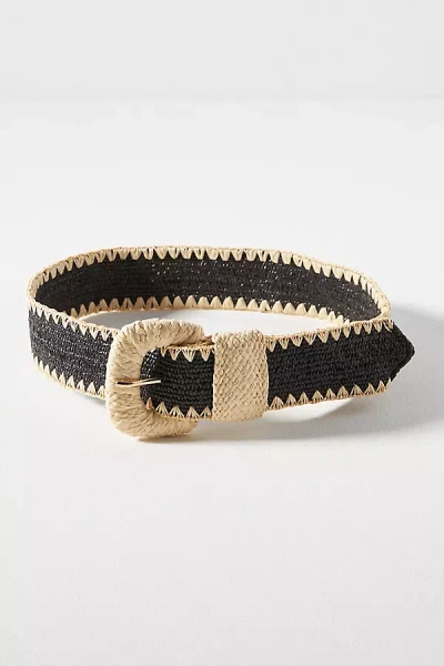 By Anthropologie Raffia-wrapped Stretch Waist Belt In Multicolor