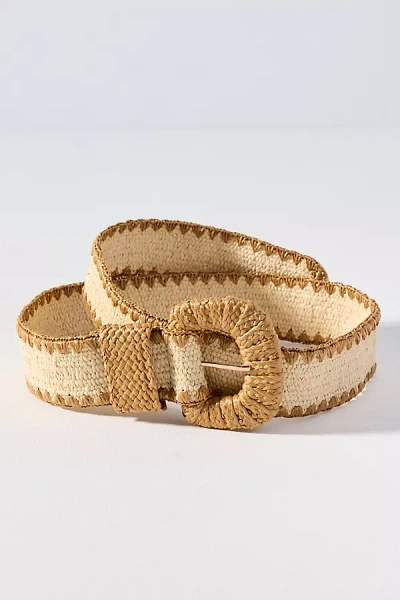 By Anthropologie Raffia-wrapped Stretch Waist Belt In Multi