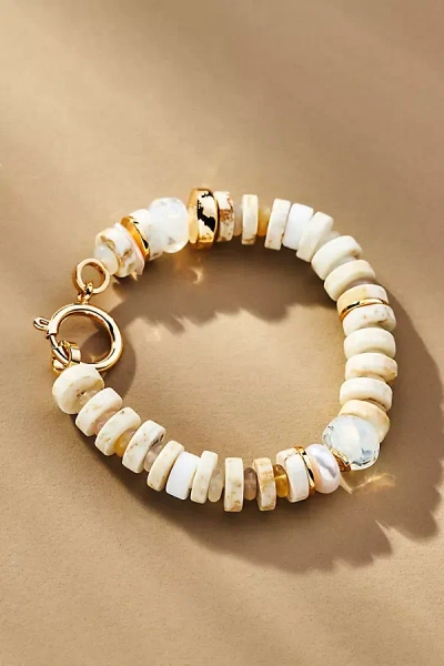By Anthropologie Rainbow Beaded Bracelet In White