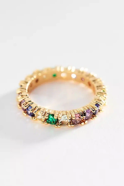 By Anthropologie Rainbow Crystal Ring In Gold