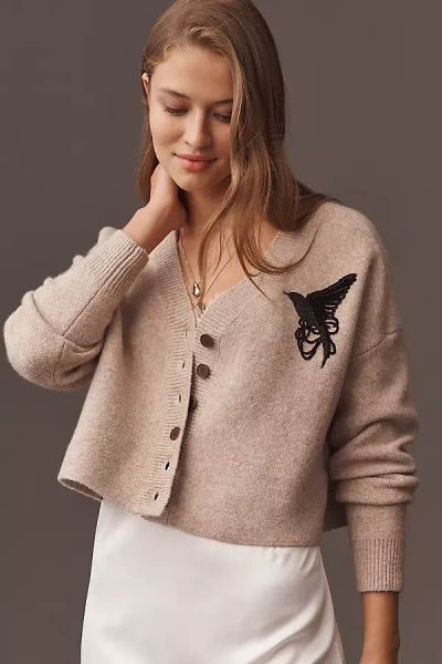 By Anthropologie Raven Cardigan Sweater In Brown