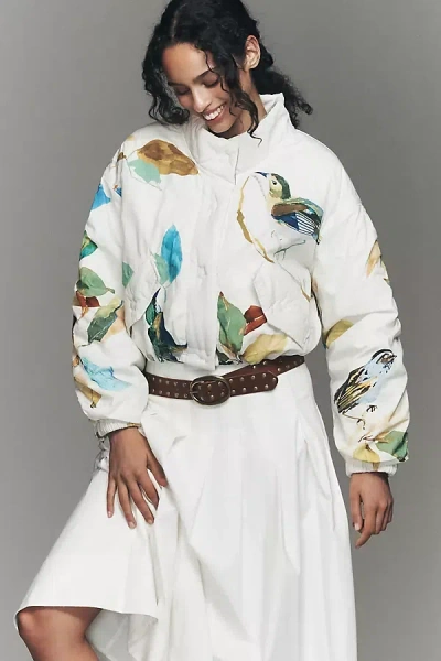 By Anthropologie Raven Roxanne Funnel Neck Puffer Jacket In Multi