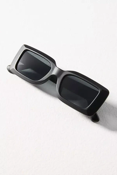 By Anthropologie Rectangle Matte Sunglasses In Black