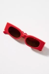By Anthropologie Rectangle Wavy Temple Sunglasses In Purple