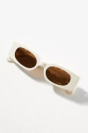 By Anthropologie Rectangle Wavy Temple Sunglasses In White