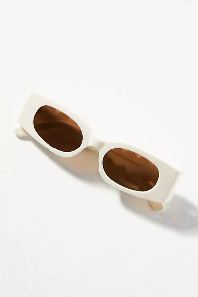By Anthropologie Rectangle Wavy Temple Sunglasses In White