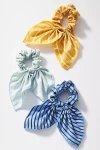 By Anthropologie Regatta Bow Scrunchies, Set Of 3 In Blue