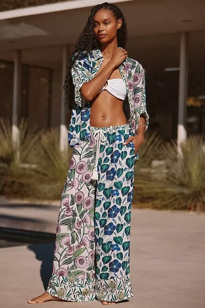 By Anthropologie Relaxed Wide-leg Linen Pants In Multicolor