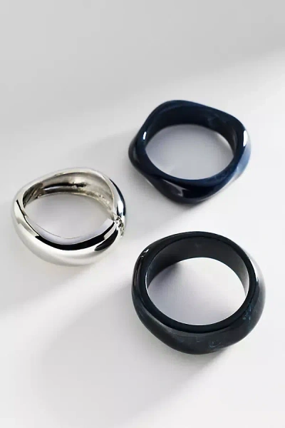 By Anthropologie Resin Bangle Bracelets, Set Of 3 In Blue