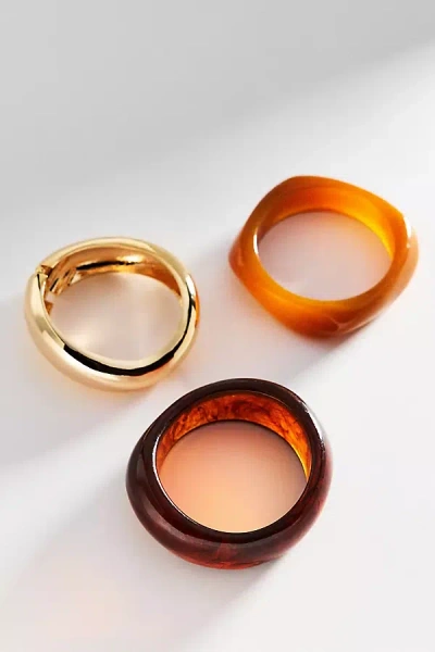 By Anthropologie Resin Bangle Bracelets, Set Of 3 In Brown