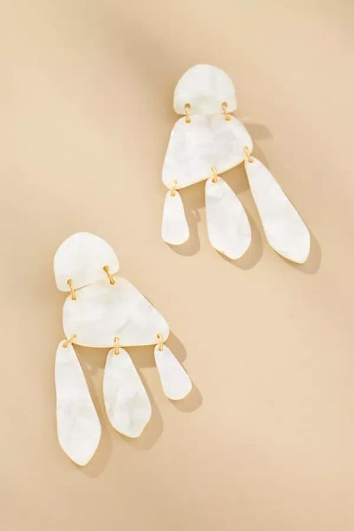 By Anthropologie Resin Chandelier Drop Earrings In White