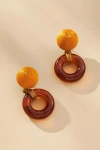 By Anthropologie Resin Circle Drop Earrings In Orange