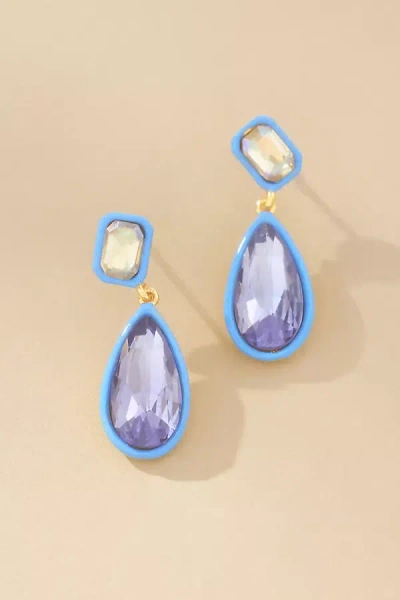By Anthropologie Resin Crystal Drop Earrings In Blue