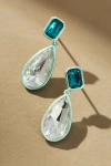 By Anthropologie Resin Crystal Drop Earrings In Mint