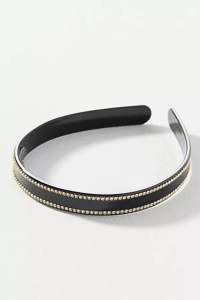 By Anthropologie Resin Crystal Headband In Black