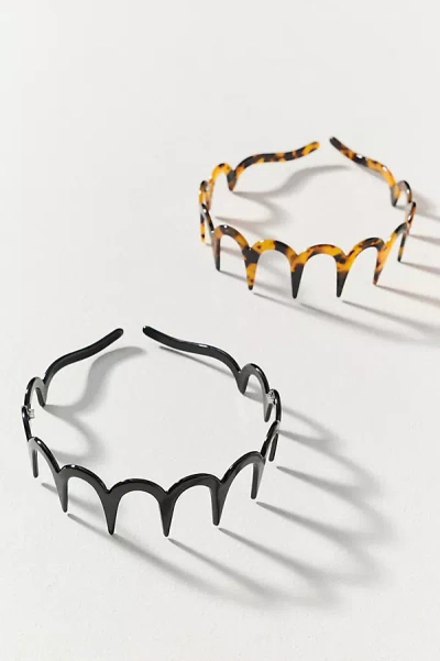 By Anthropologie Resin Scalloped Headbands, Set Of 2 In Brown