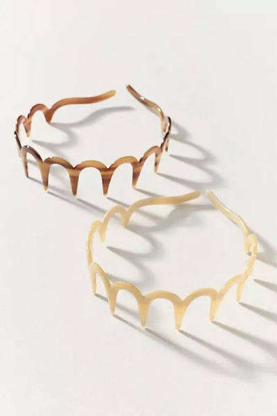 By Anthropologie Resin Scalloped Headbands, Set Of 2 In Gold