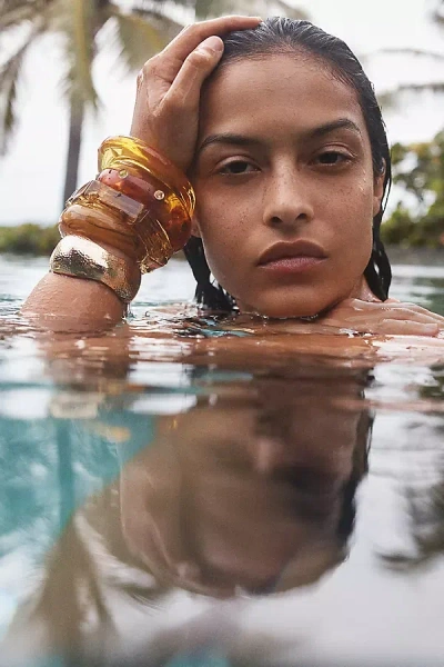 By Anthropologie Resin Stone Bangle Bracelet In Animal Print