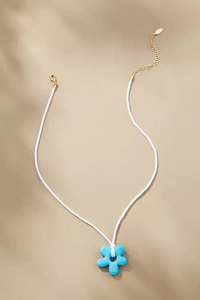 By Anthropologie Retro Flower Pendant Necklace In Blue