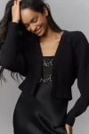 By Anthropologie Rhea Bow-front Crop Cardigan Sweater In Black