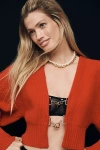 By Anthropologie Rhea Bow-front Crop Cardigan Sweater In Red