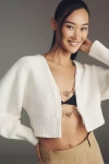By Anthropologie Rhea Bow-front Crop Cardigan Sweater In White