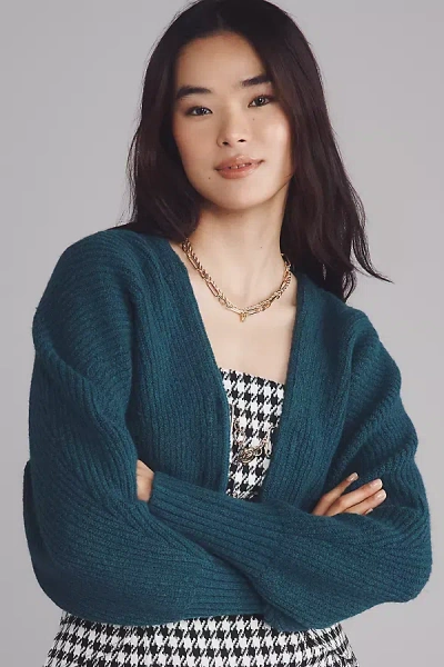 By Anthropologie Rhea Hardware Crop Cardigan Sweater In Blue